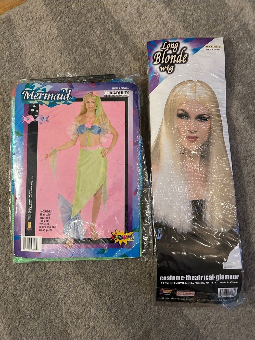 Source Unknown Mermaid Costume Set with Long Blonde Wig - Blonde, Green, Blue